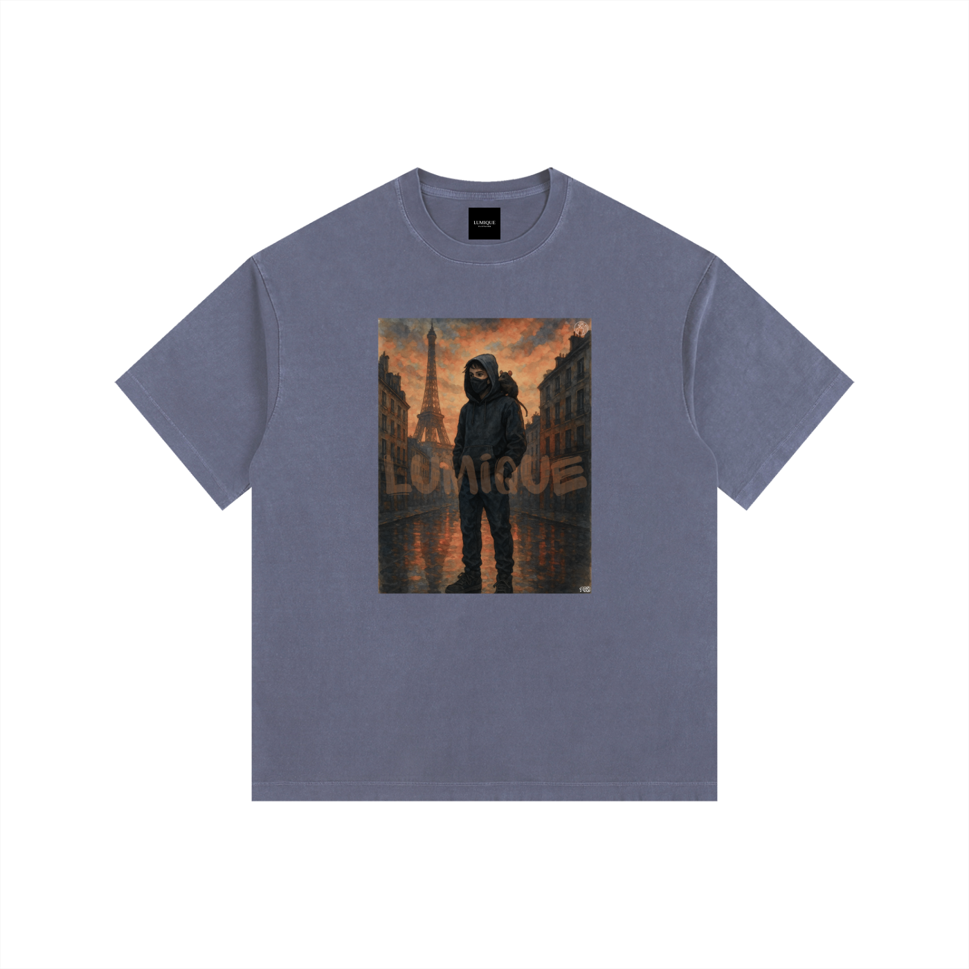 Lumique - Vintage Paris Painted Oversized Tee