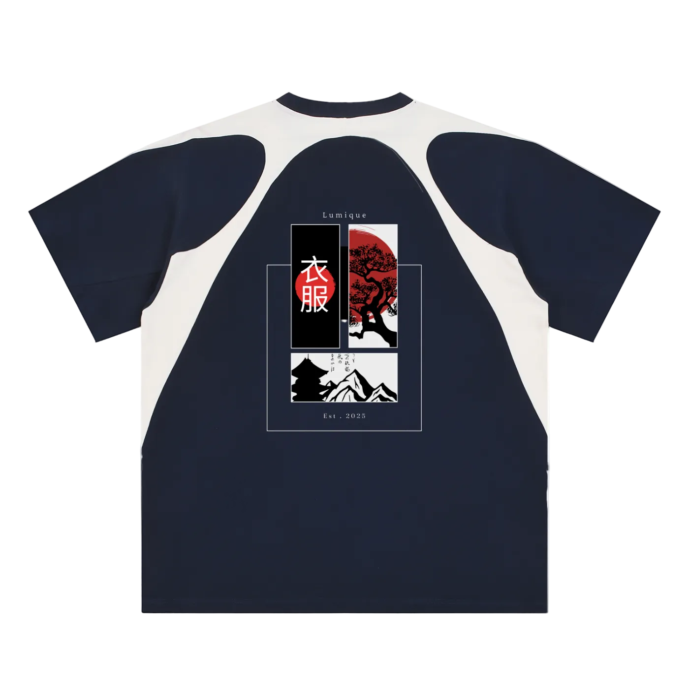 Lumique - Contrast Panel Cotton T-Shirt