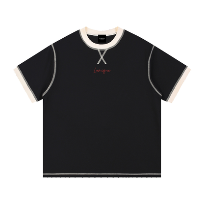 Lumique - Red Script Archive Contrast-Stitch Tee