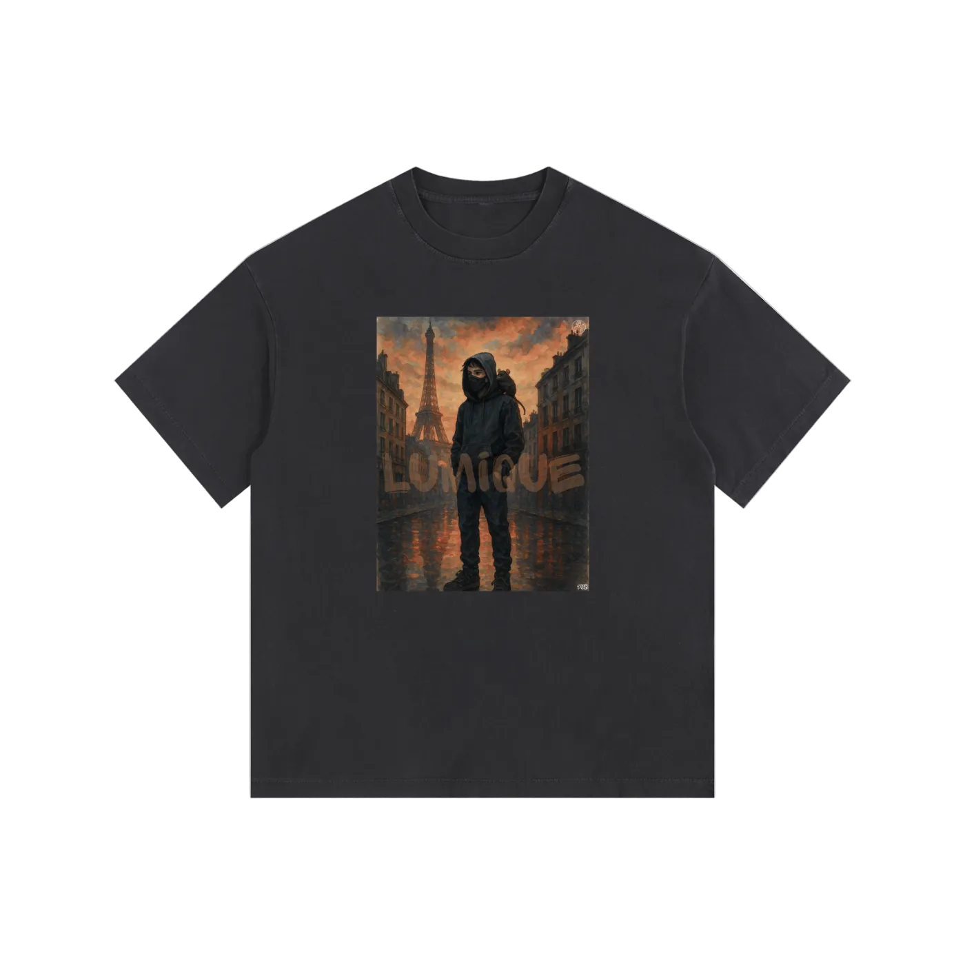 Lumique - Vintage Paris Painted Oversized Tee