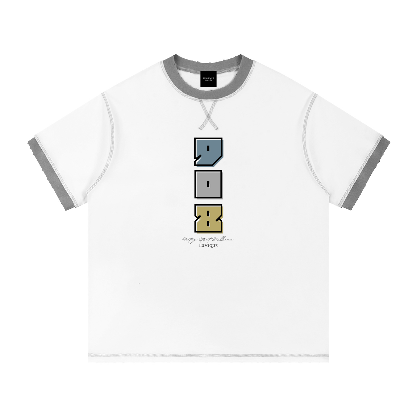 Lumique - 908 Heritage Contrast-Stitch Tee