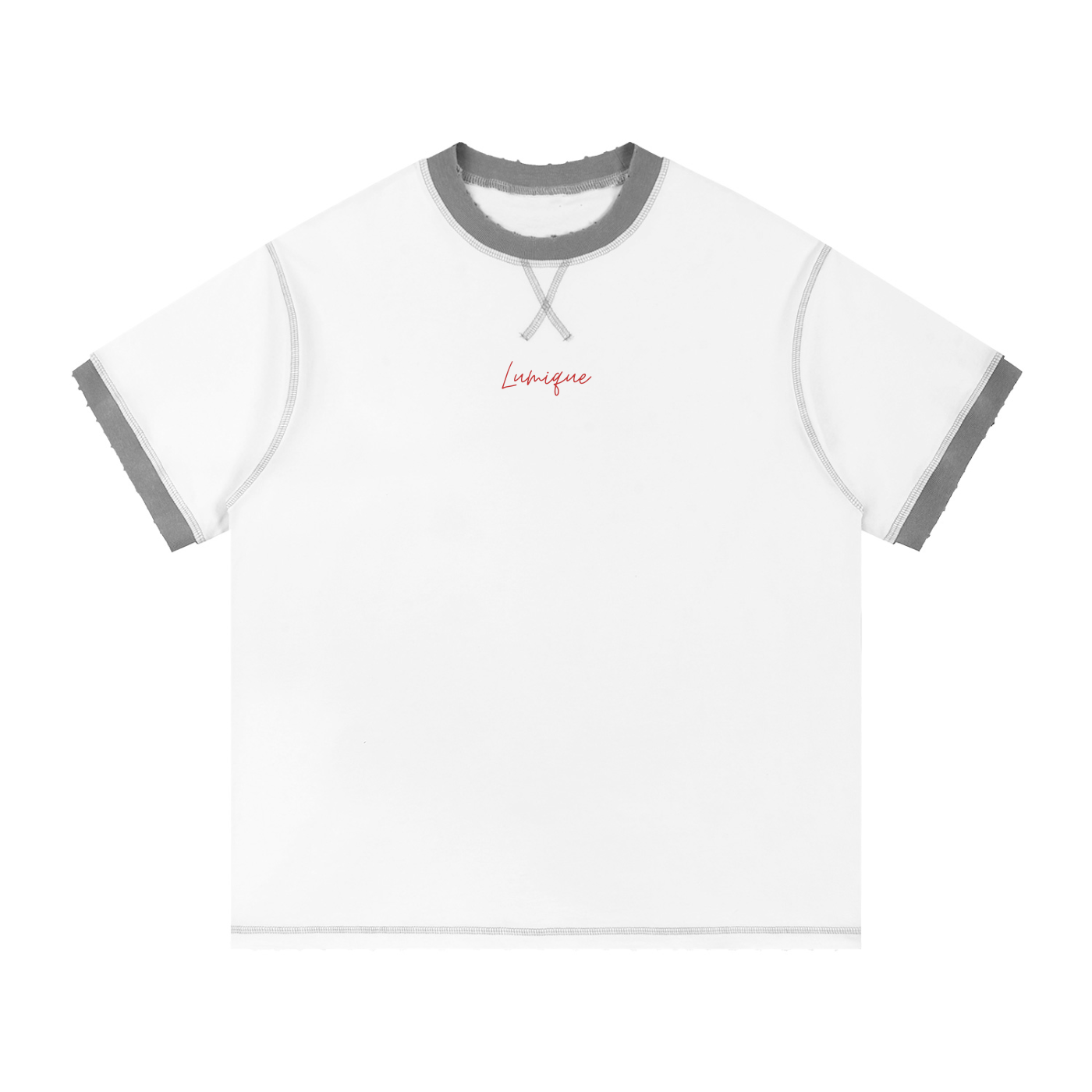 Lumique - Red Script Archive Contrast-Stitch Tee