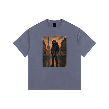 Lumique - Vintage Paris Painted Oversized Tee