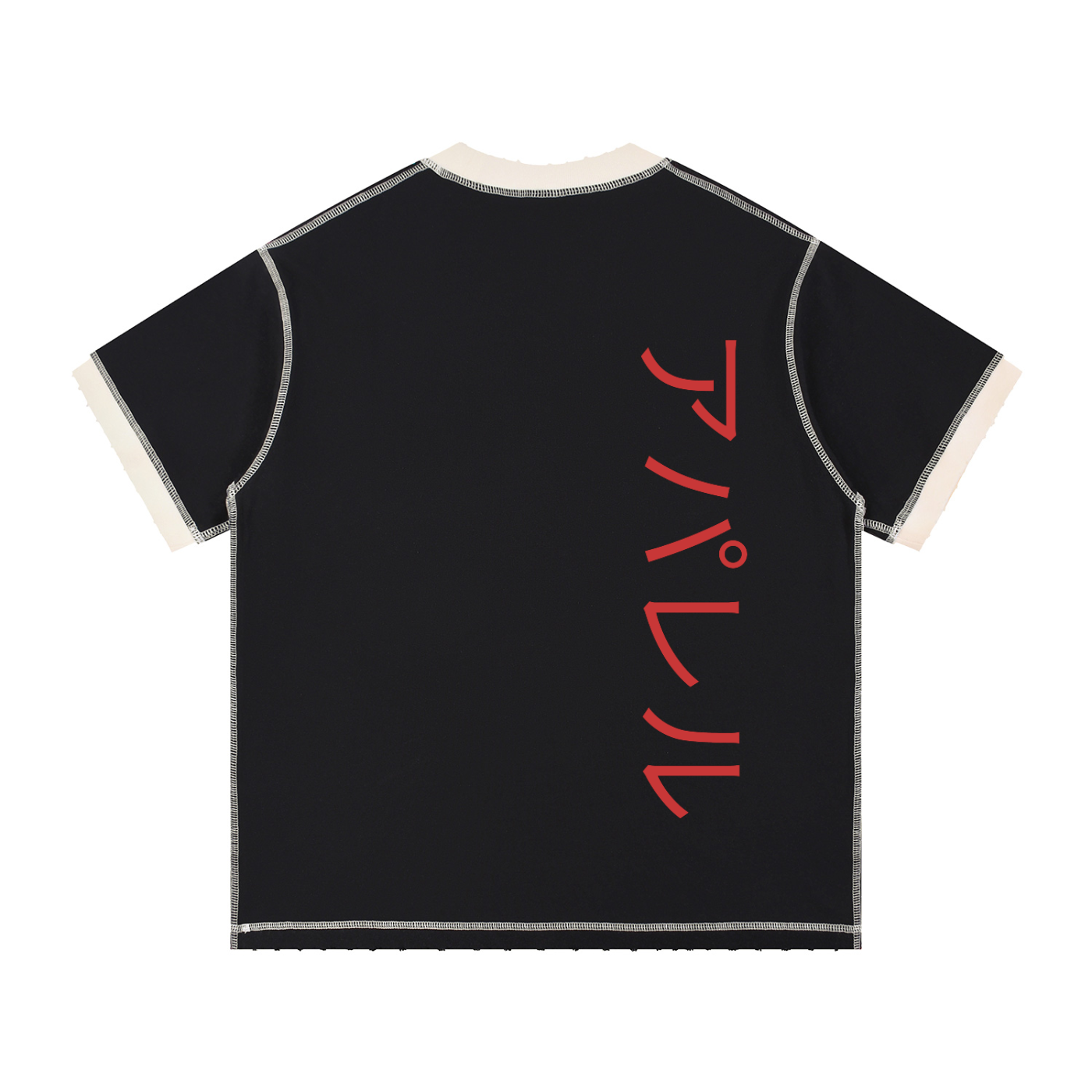 Lumique - Red Script Archive Contrast-Stitch Tee