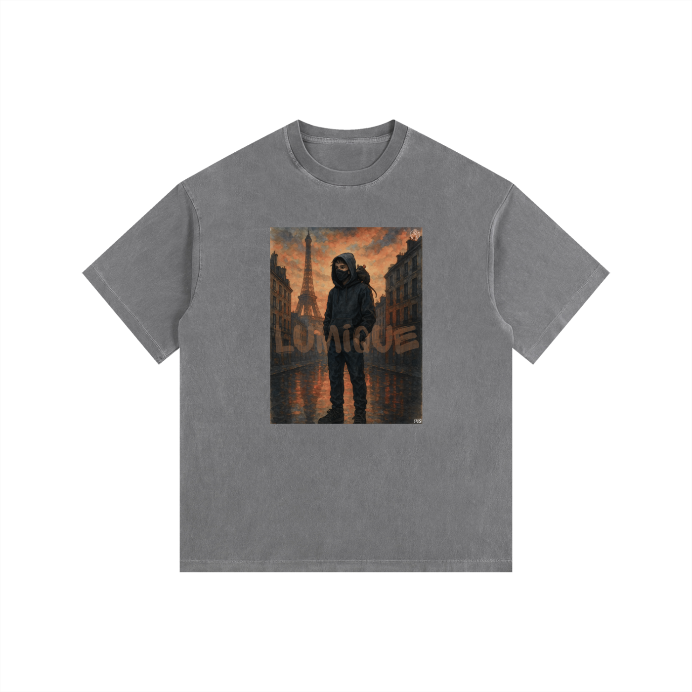 Lumique - Vintage Paris Painted Oversized Tee