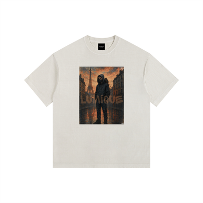 Lumique - Vintage Paris Painted Oversized Tee