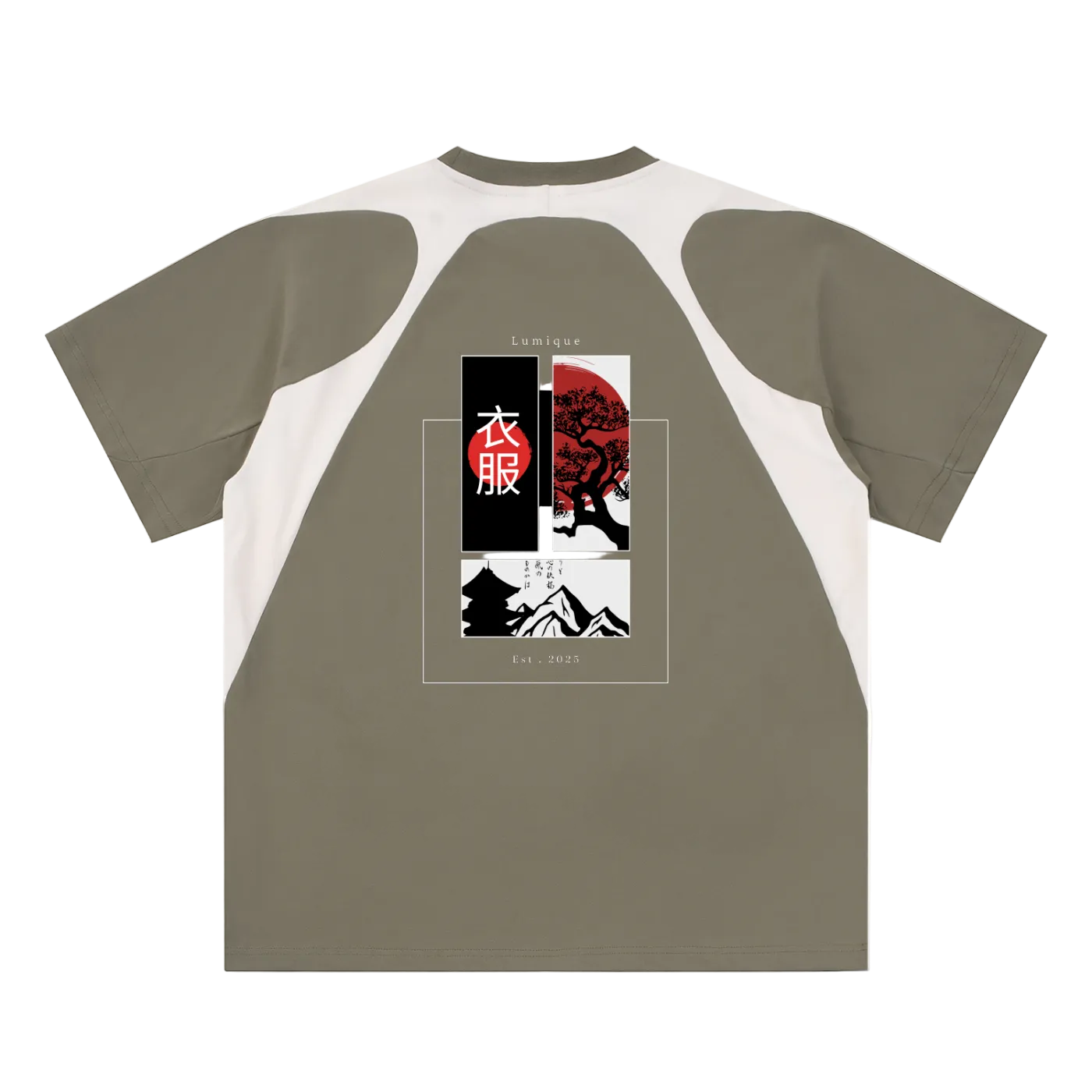 Lumique - Contrast Panel Cotton T-Shirt