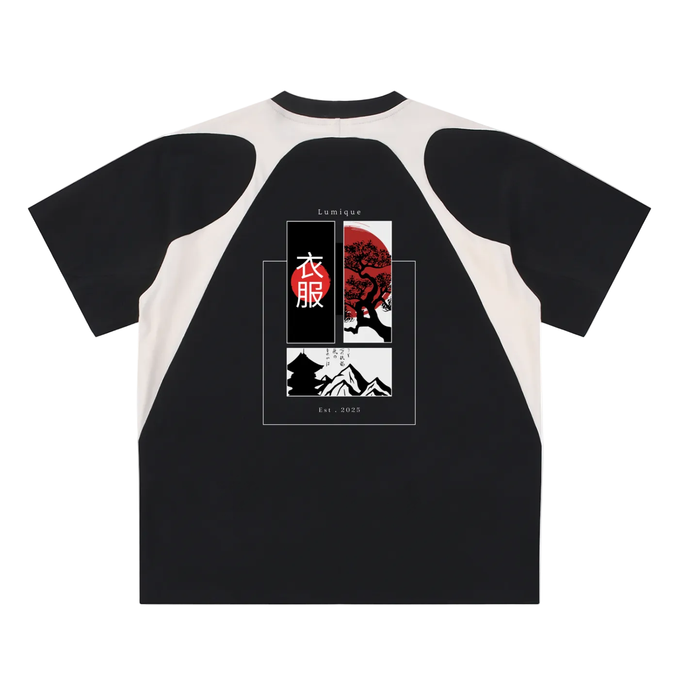 Lumique - Contrast Panel Cotton T-Shirt