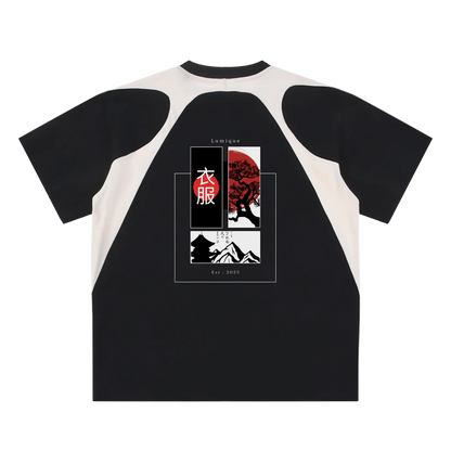 Lumique - Contrast Panel Cotton T-Shirt