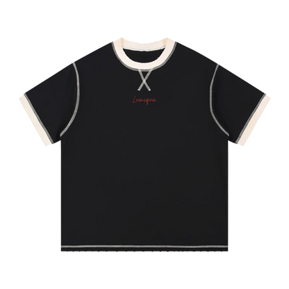 Lumique - Red Script Archive Contrast-Stitch Tee