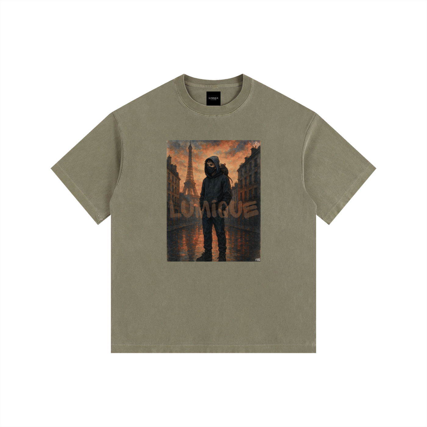 Lumique - Vintage Paris Painted Oversized Tee