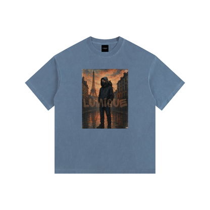 Lumique - Vintage Paris Painted Oversized Tee